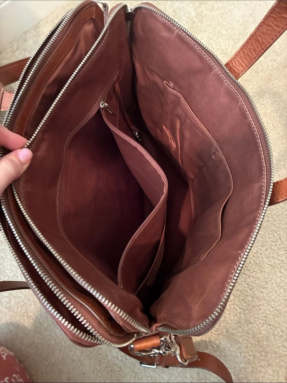 Fossil Cognac Leather Laptop Bag